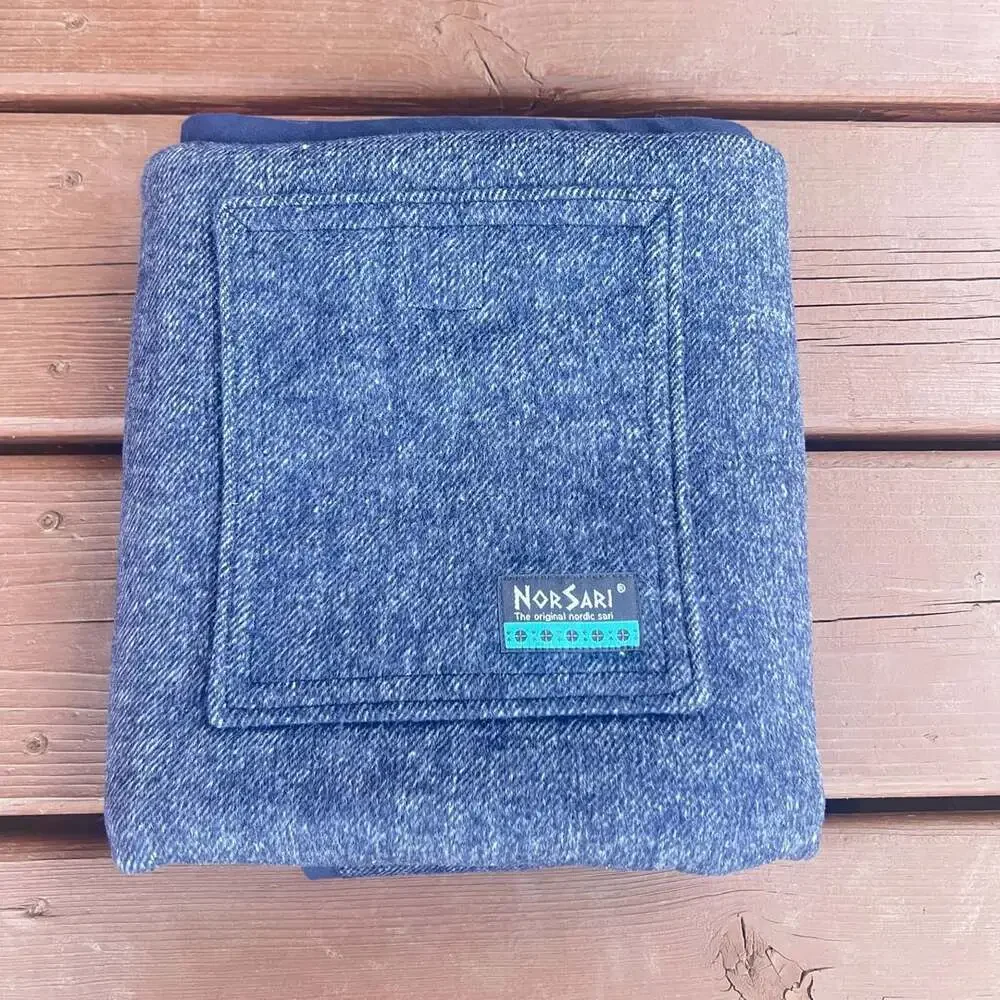 Norsari Nordic Sari Size Small Indigo Herringbone Wool Acrylic Wearable Blanket